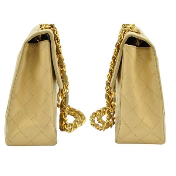 Authentic CHANEL 24K Classic Jumbo Flap Bag Maxi XL Gold Lambskin Chain Shoulder - Picture 4 of 11